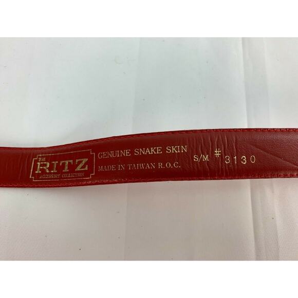 The Ritz Women's Genuine Snakeskin Belt Red sz M 29 in - Picture 6 of 6